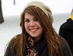Photo of SUNY Plattsburgh student enjoying the winter weather