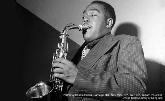 Photo of Charlie Parker. Image used courtesy of William P. Gottlieb and the Library of Congress Photo of Charlie Parker. Image used courtesy of William P. Gottlieb and the Library of Congress