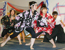 Photo of Japanese students performing in Night of Nations on SUNY Plattsburgh campus
