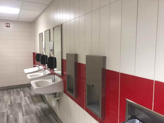 Interior view of renovated sinks ACC bathroom