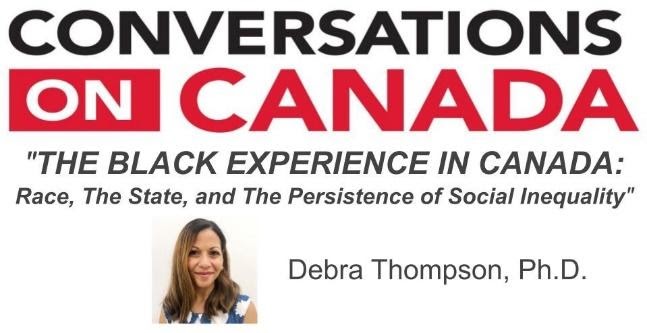 conversations on Canada graphic with an image of Debra Thompson