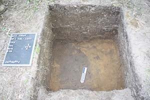 Dry Mill Creek excavation with visible floor feature