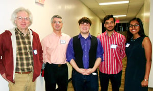 Photo of Professor Reams, Professor Quenell, Nick Harding, Uday Singh, and Namini De Silva at the conference