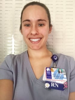 Portait of Ashley Knappenberger in her nursing uniform