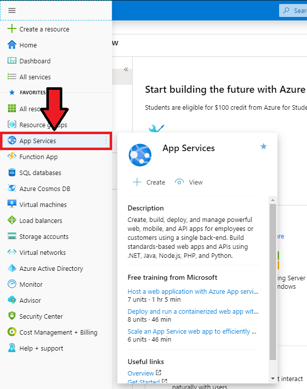 Microsoft Azure - Web Hosting Step 8b Screenshot