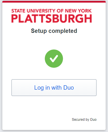 Step 7 - Successful Setup of Duo Screenshot