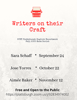 Writers on their craft poster; Sara Schaff, Jose Torres, Aimee Baker