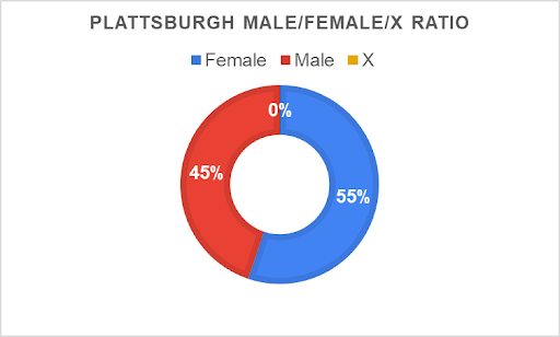 Circle chart showing employees by sex, explained in text