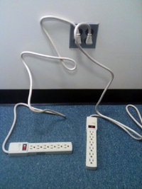 Safe, power strips plugged directly into a wall outlet