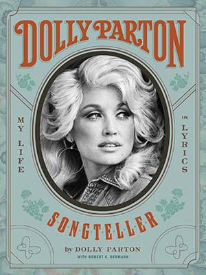 Cover for Dolly Parton's book with hand-lettering of Dolly's name on the cover in a vintage, western-inspired style.