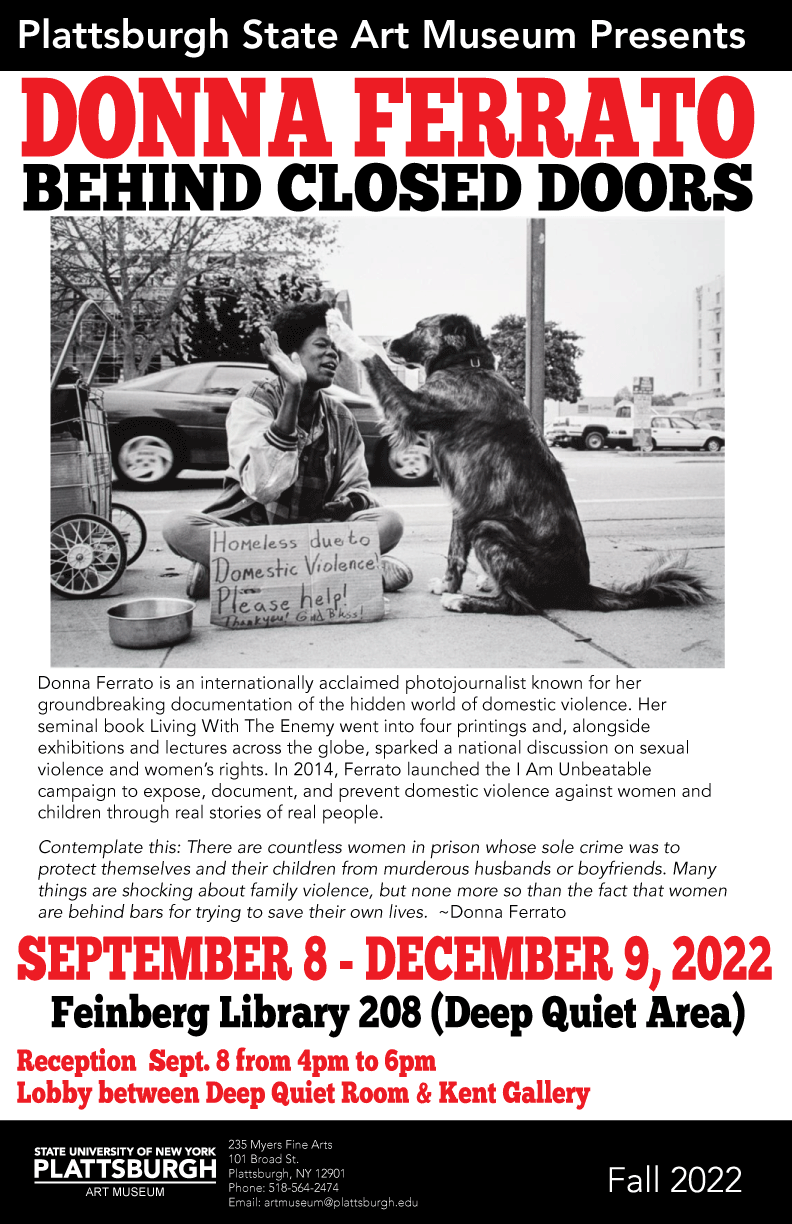 Image on poster shows a black woman sitting cross legged on the street high-fiving a dog. In front of her is a sign that reads "Homeless due to domestic violence! Please help! Thank you! God Bless!"