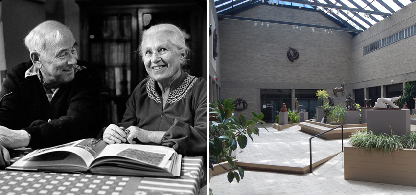 Portrait of Nina and George Winkel and an image of the courtyard