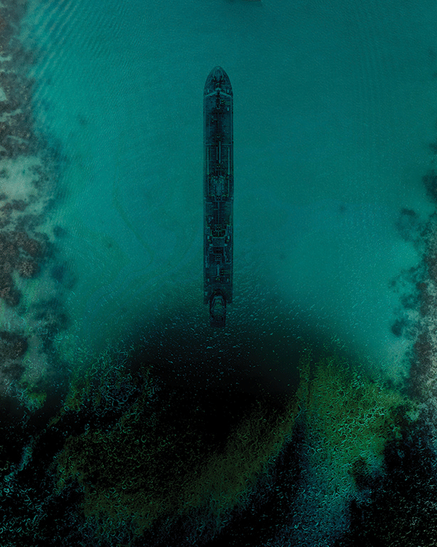 Image of a sunken ship.