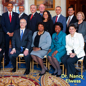 Photo of Nancy Elwess with Barack Obama in the White House