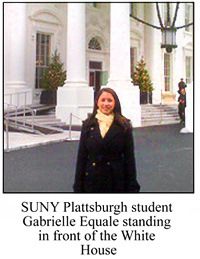 Photo of Gabrielle Equale standing in front of the White House