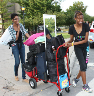 Photo of students returning to campus