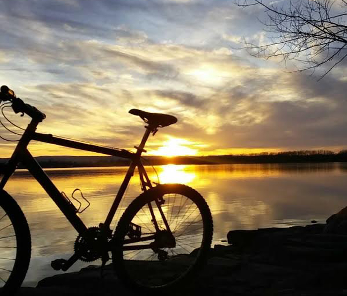 Photo of bike set against sunset in Plattsburgh