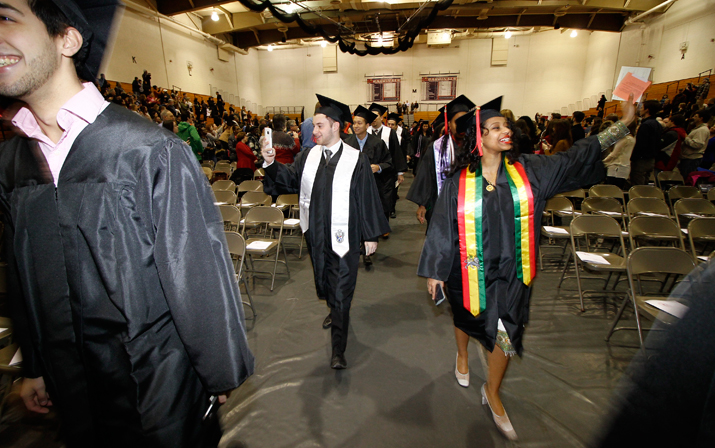 Photo of SUNY Plattsburgh graduates at Winter 2016 Commencement