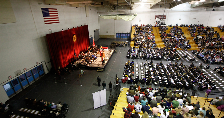 Photo of SUNY Plattsburgh graduates at Winter 2016 Commencement