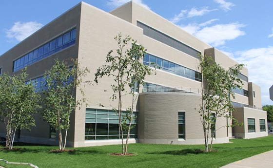 Photo of exterior of the new Business and Computer Science building