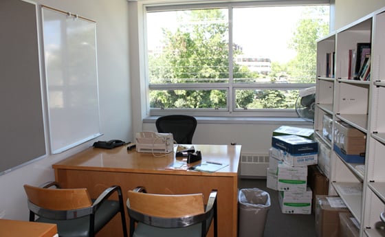 Photo of faculty office space in the new Business and Computer Science building