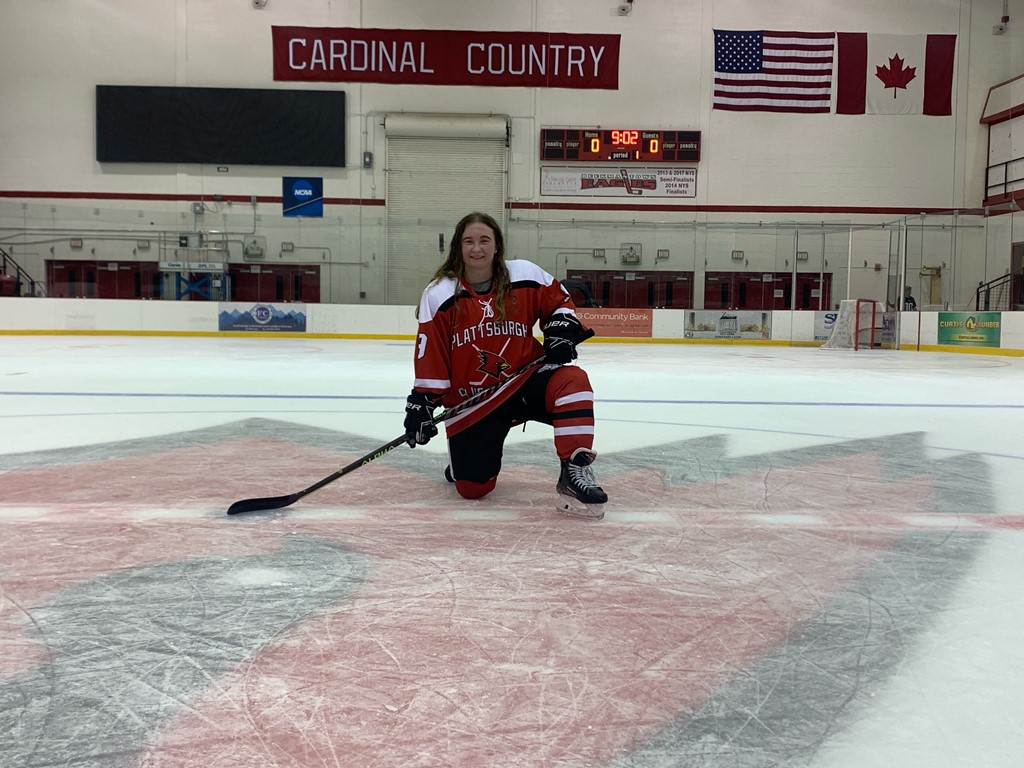 Jenna fireovid in hockey gear on stafford ice