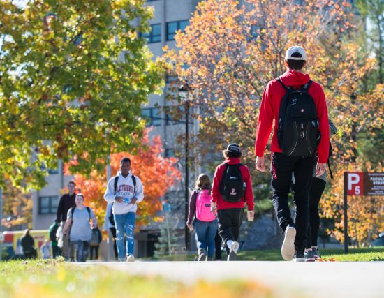 students walking autumn