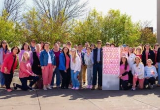 Campus Illuminates Hawkins, Supports Breast Cancer Awareness Month Message