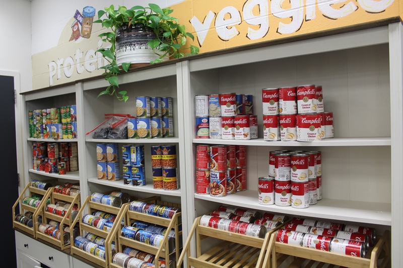 canned goods on shelves